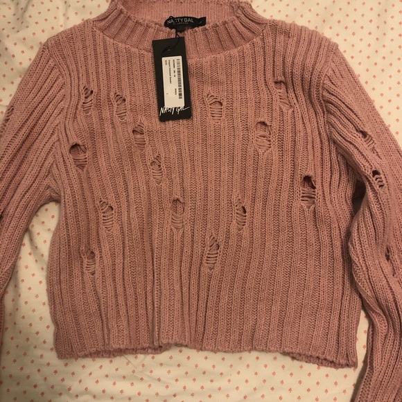 Nasty Gal distressed cropped sweater. NWT - Picture 4 of 4